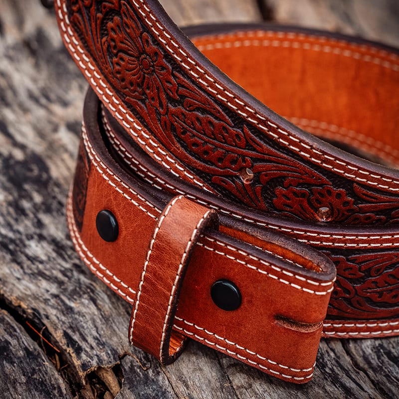 Full Grain Tooled Leather Belt - Tooled Leather Belts